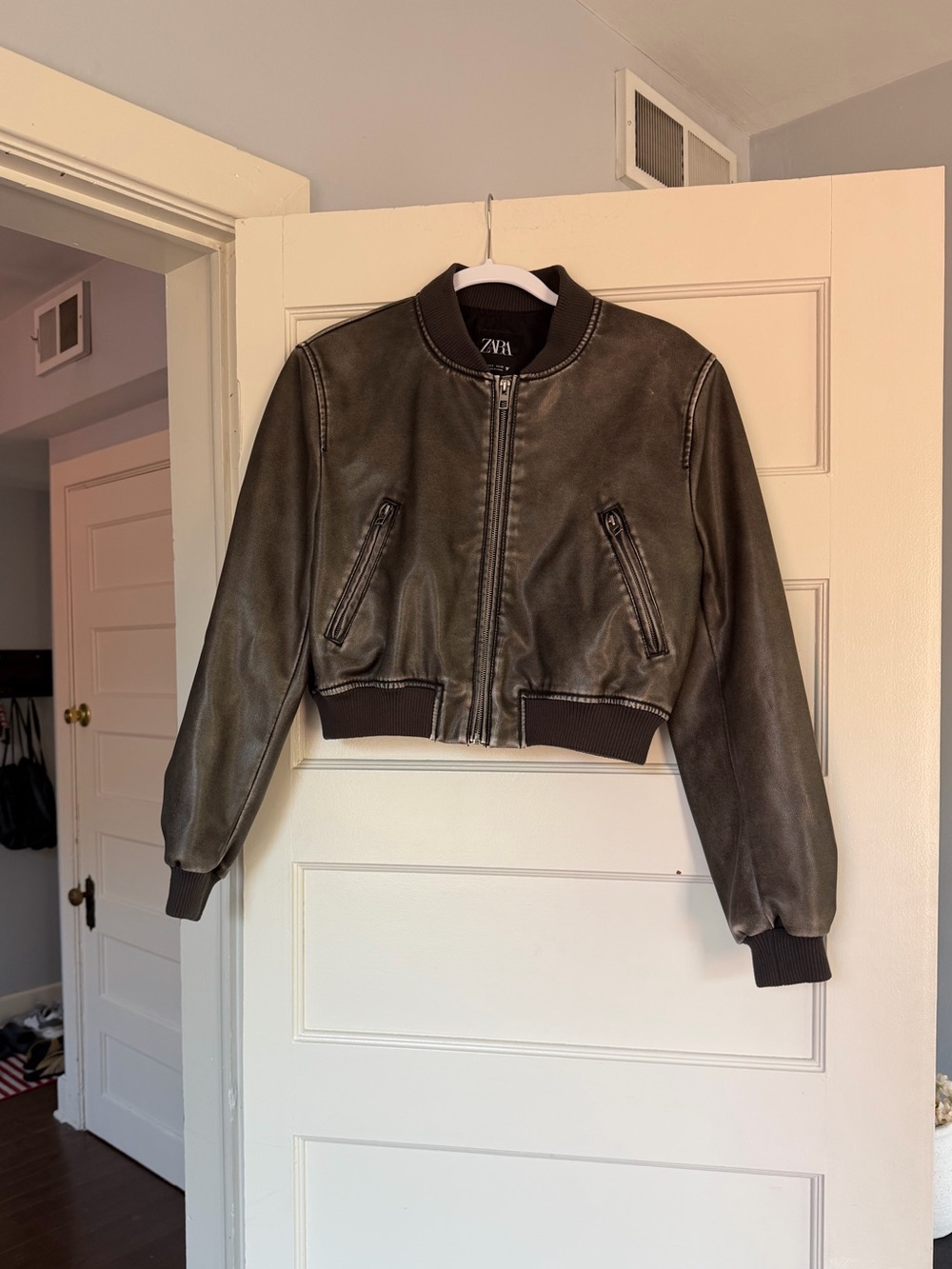 Zara Faux Leather Bomber Jacket